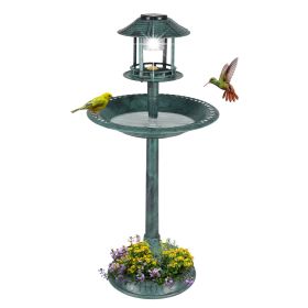 Dark Green With Solar Lights, Bird Bath Tub (Option: Dark Green)